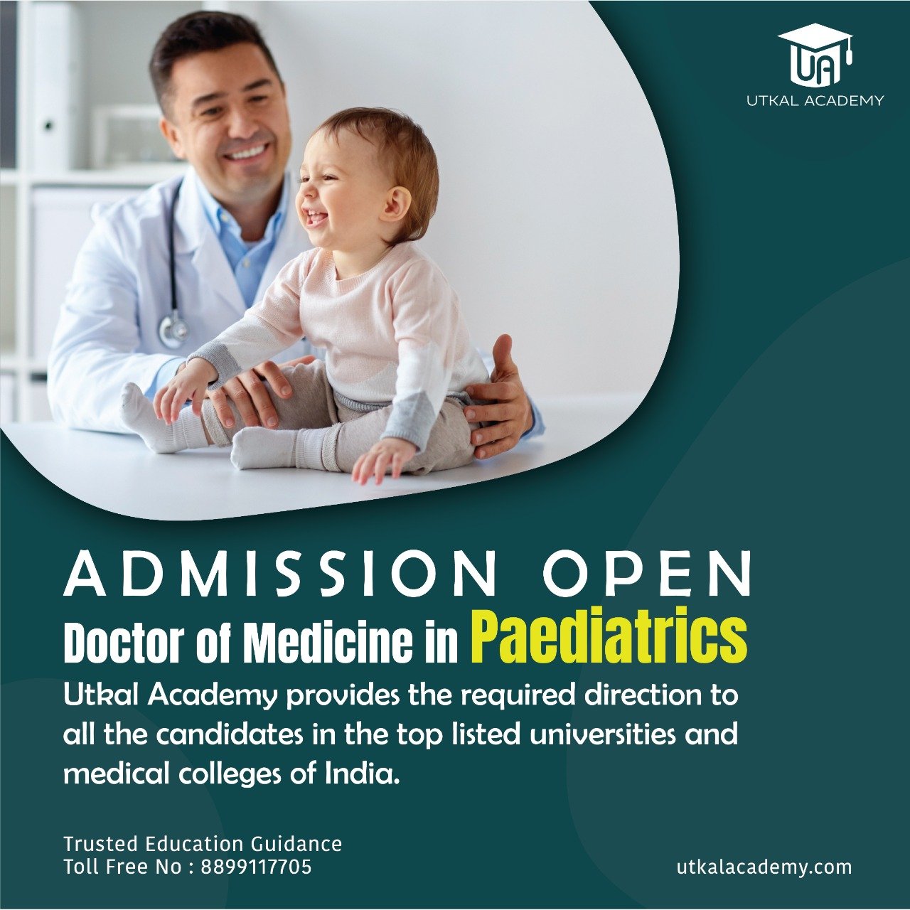 The PG course doctor in medicine Paediatrics is intended to encompass the medical care of infants, children, and adolescents in their physiologic, mental, & emotional state. In the medical industry, the child care unit has created the best career options for MBBS students. In today’s generation, pediatric doctors are the most demandable doctors as per the growing concerns of today's parents for their children. Admissions are open for this medical course in various top-listed colleges of India. Utkal academy shows you the perfect path as per your capability and the requirements. Utkal academy emphasizes your potential to get into the best medical colleges and universities in India. We know how to guide and how to channelize your career cycle on the path to success. Admission is open for all the courses of postgraduate in Medicine. India’s best colleges are waiting for you. Connect with us right now to get into those colleges.