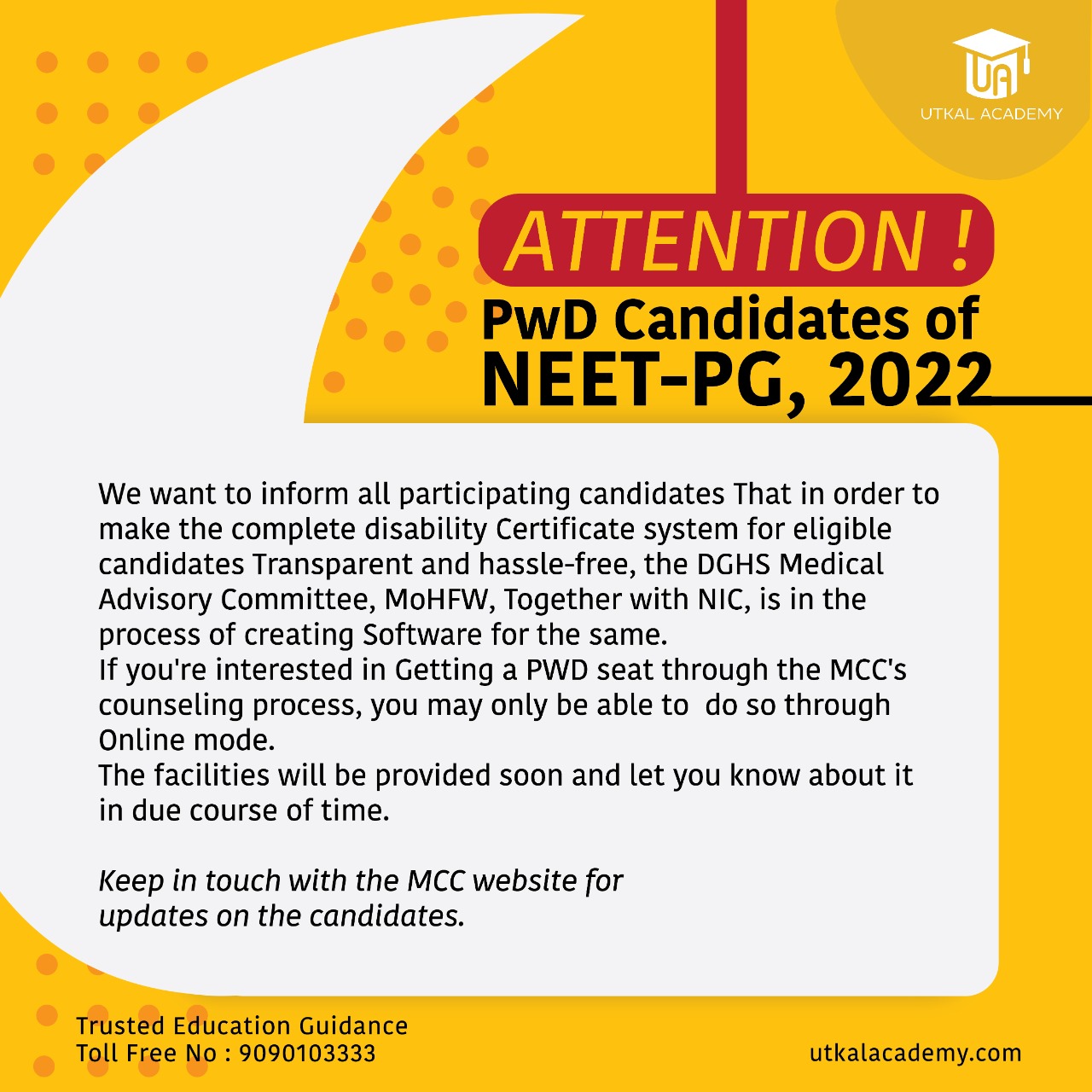 Attention !! PwD Candidates of NEET-PG,